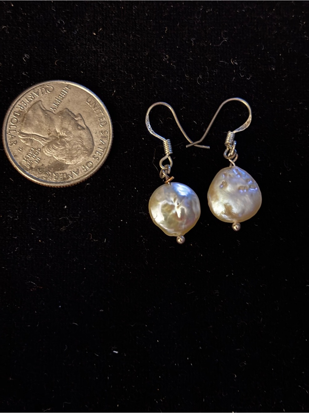 Coin Pearl Earrings 925 Wires Handcrafted